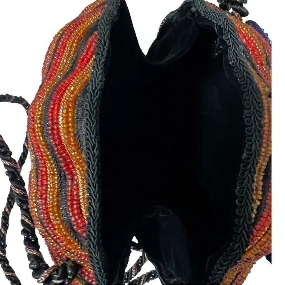 NWT VINTAGE MARY FRANCES Motif Butterfly Beaded Multicolor Round Shoulder Bag - Picture 5 of 8